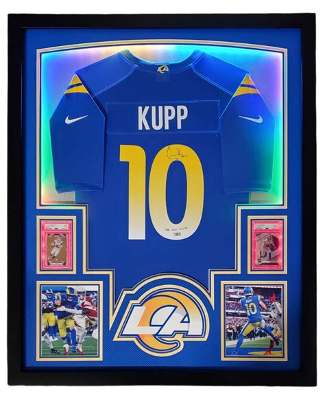 Cooper Kupp Signed Rams Custom Framed Led Jersey Display With Trading