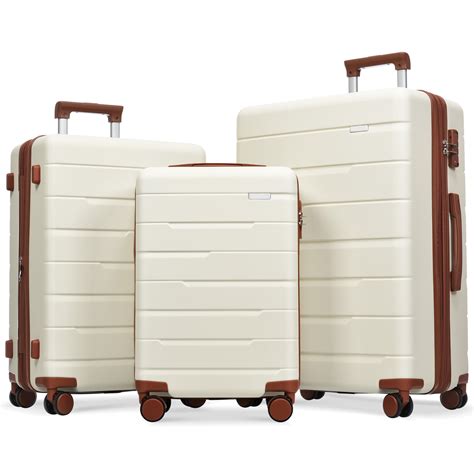 Hard Shell Expandable Luggage Sets 3 Piece Suitcase Set With Spinner Wheels And Tsa Lock