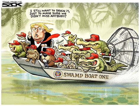 Political Cartoon U.S. President Trump drain the swamp Washington insiders | The Week