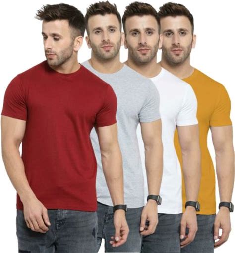 Buy Youthpoi Men Multicolor Cotton Solid T Shirt Pack Of S Online