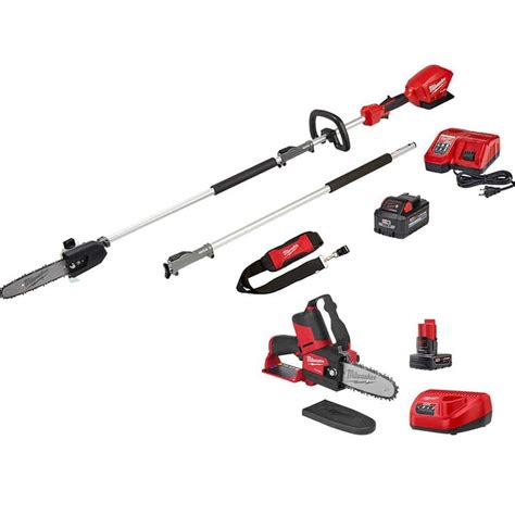 Milwaukee M18 Fuel 10 In 18v Lithium Ion Brushless Cordless Pole Saw Kit W M12 Fuel 6 In