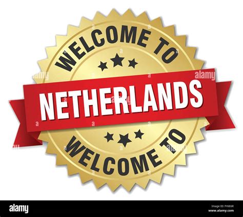 Netherlands 3d Gold Badge With Red Ribbon Stock Vector Image Art Alamy