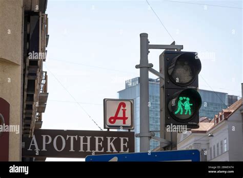 Vienna Austria April 03 202 Pedestrian Traffic Lights Original Green