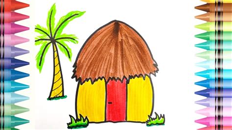 How To Draw A Hut Easy Hut Drawing For Kids Artistic Komal Step