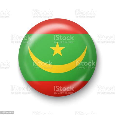 Mauritania Flag Round Glossy Icon Stock Illustration Download Image