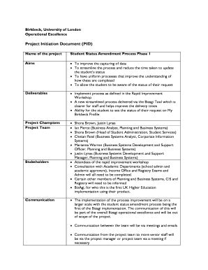 Project Initiation Document Pid Birkbeck University Of London