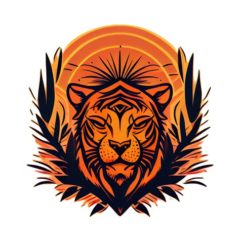 Tiger logo, simple and colorful illustration, transparent background ...