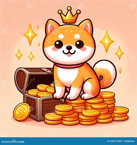Shiba Inu Coin Wings World Map Up Generative Ai For Illustrations Stock