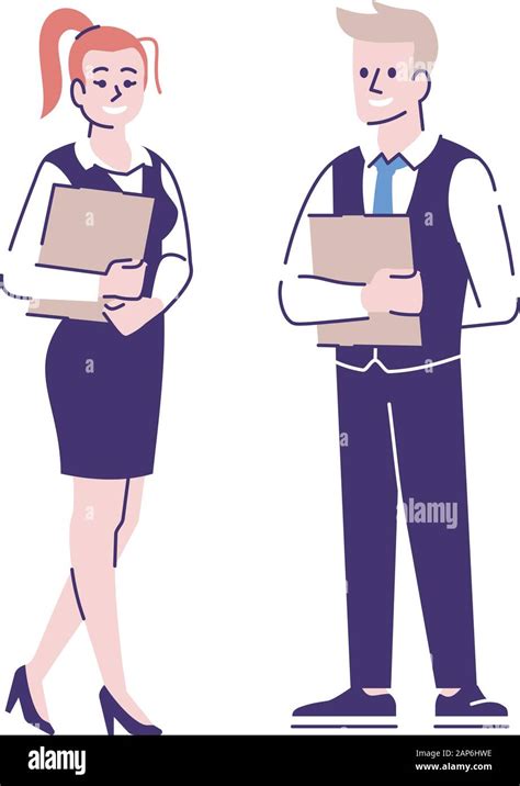 Receptionists Flat Vector Character Personal Assistants Client