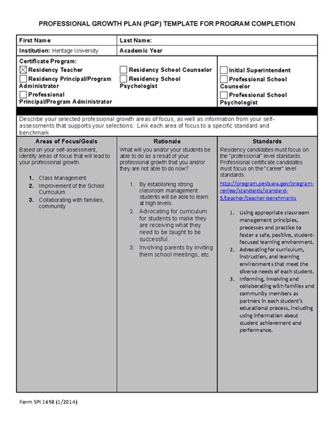 PGP - PGP - PROFESSIONAL GROWTH PLAN (PGP) TEMPLATE FOR PROGRAM