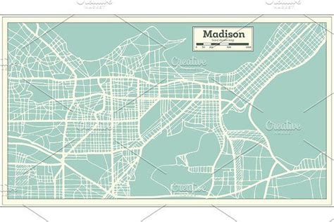 Madison USA City Map in Retro Style. | Usa cities, Madison map ...