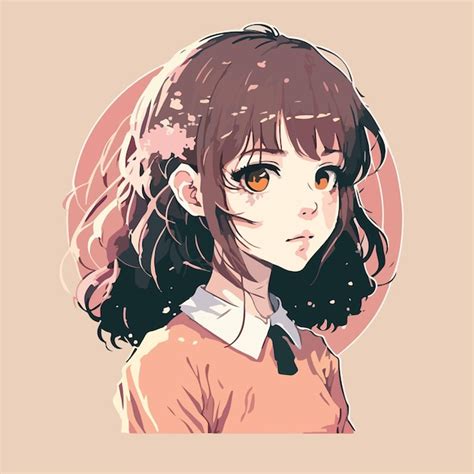 Diseño de ilustración de vector de personaje de estilo anime de chica