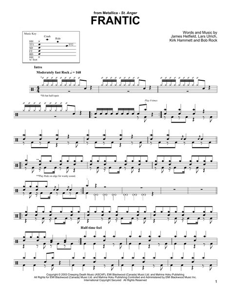 Frantic By Metallica Sheet Music For Drums Transcription At Sheet Music