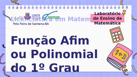 Função Afim Ou Polinomial Do 1° Grau Slides Mathematics Docsity