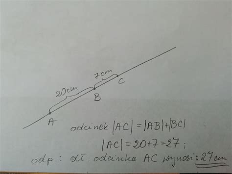 punkty A B C leżą na jednej prostej przy czym AB 20cm a BC 7cm podaj