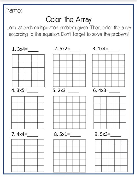 Multiplication And Arrays Worksheets