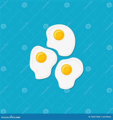 Fried Eggs Flat Style Icon Vector Illustration Stock Vector