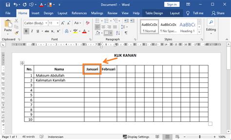 Cara Membuat Tulisan Miring Pada Judul Tabel Microsoft Word