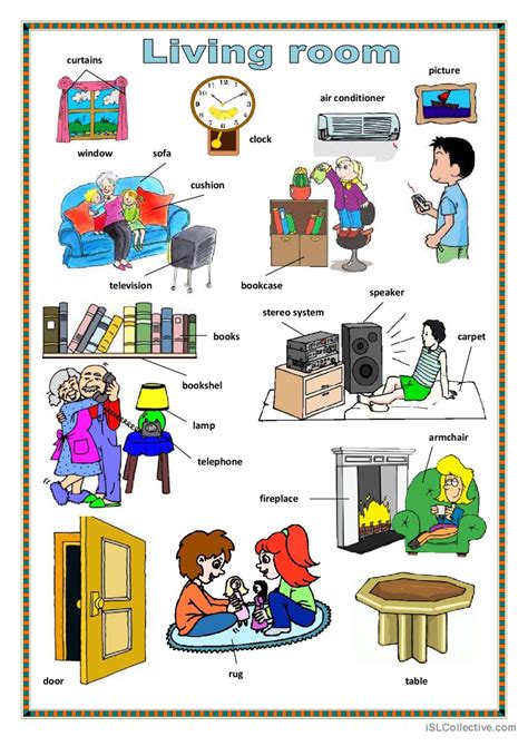 Living Room Pictionary Picture Dic Fran Ais Fle Fiches Pedagogiques