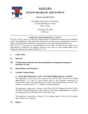 Fillable Online Cityoftyler Attend A Zoning Board Of Adjustment