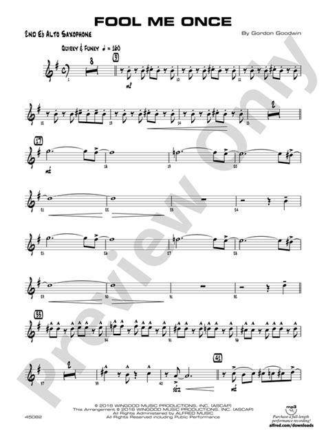 Fool Me Once 2nd E Flat Alto Saxophone 2nd E Flat Alto Saxophone Part Digital Sheet Music