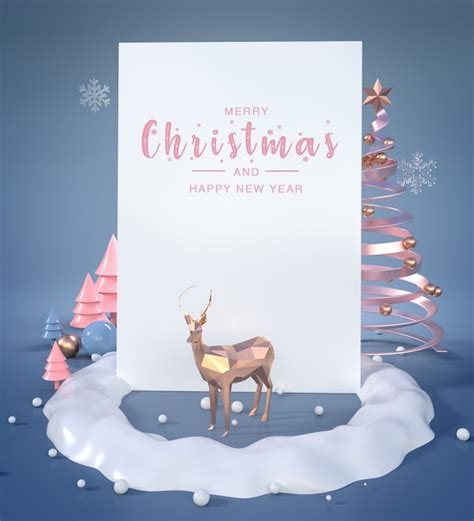 Premium Psd 3d Rendering Of Happy New Year And Merry Christmas