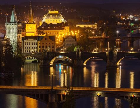 Premium Photo Panoramic View Of Prague Bridges Over Vltava River