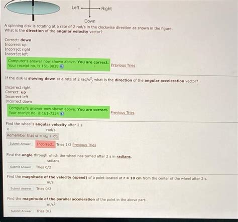 Solved Left •right Down A Spinning Disk Is Rotating At A