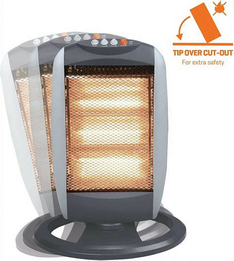 Daewoo HEA1416 1200W Oscillating Halogen Heater Black