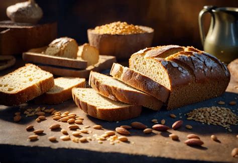 Whole Grain Yeast Free Rye Bread In The Kitchen Interior Stock