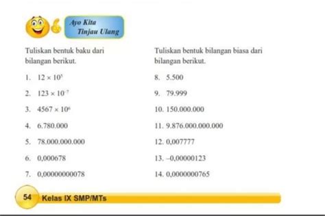 Kunci Jawaban Matematika Kelas 9 Halaman 54 Ayo Kita Tinjau Ulang