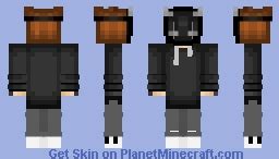 Boy Wearing Gray Hoodie and Demon Mask Minecraft Skin