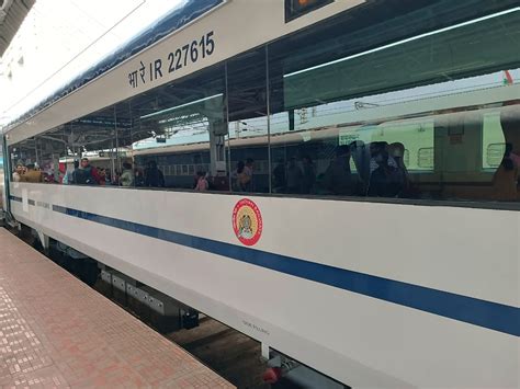 One of the latest Train 18 Vande Bharat Express trains at Nagpur today ...