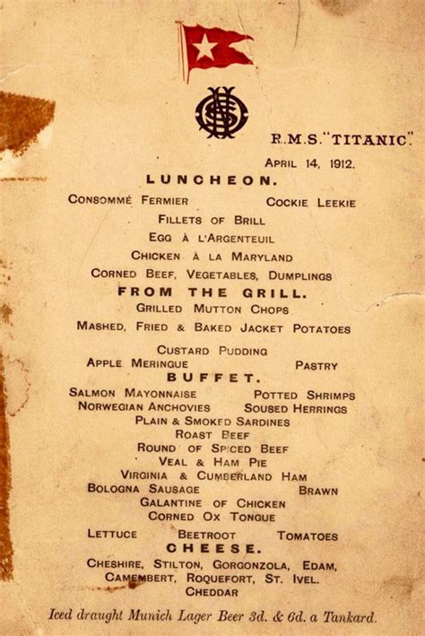 Titanic Food Menus For 1st, 2nd and 3rd Class Passengers | Bored Panda