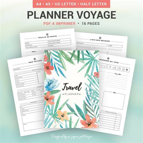 Planner voyage à imprimer pour organiser les séjours et les plannings