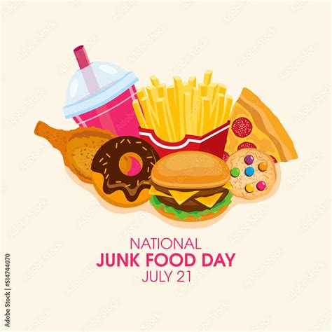 National Junk Food Day Vector Pile Of Junk Food And Drink Icon Vector