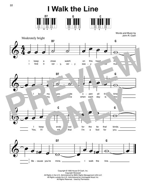 I Walk The Line By Johnny Cash Sheet Music For Super Easy Piano At