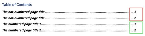 How To Remove Page Numbers And The Dotted Line From Some Entries In A Table Of Contents