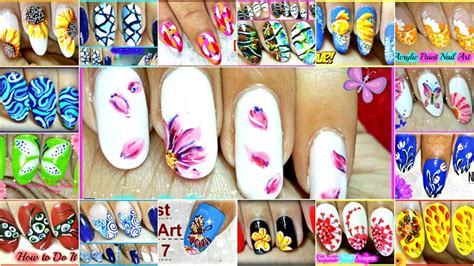 Nail Designs With Acrylic Paint Acrylic Paint On Nails Youtube