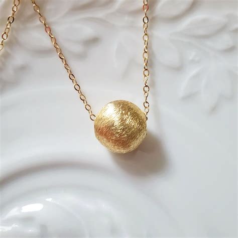 Dainty Gold Ball Pendant Necklace Minimal Necklace Gold Sphere