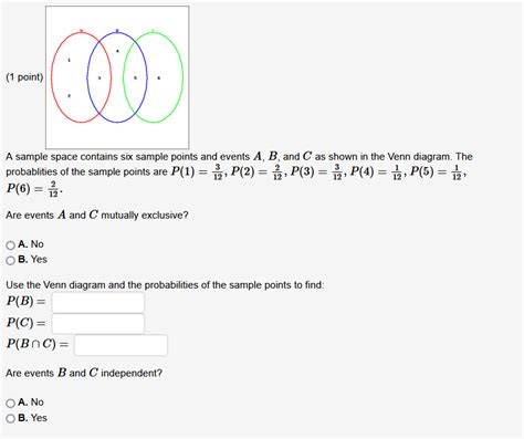 Solved Poin A Sample Space Contains Six Sample Points And Chegg