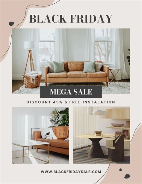 Cream Modern Playful Black Friday Interior Mega Sale Poster Venngage