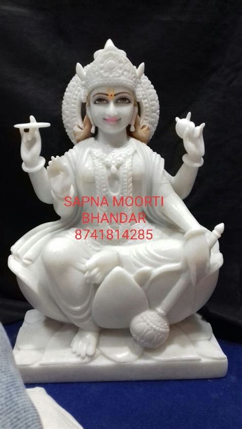 White Traditional Lord Vishnu Marble Statue For Worship Size 18 Inch