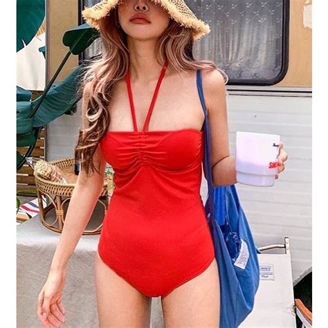 Sexy Red Bikini One Piece Shopee Thailand