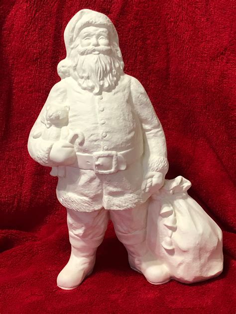 Diy Ceramic Bisque Santa Claus Figurine Unique Diy Xmas Gift Ready