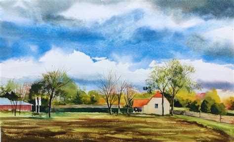 Watercolor Farm Scenes at PaintingValley.com | Explore collection of ...