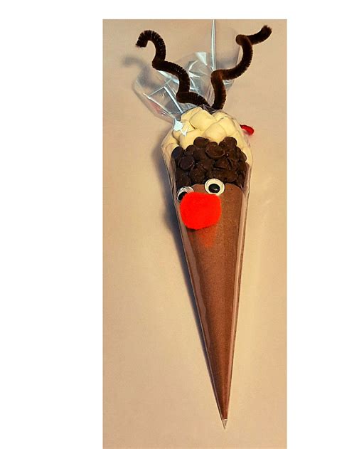 Reindeer Hot Cocoa Cone Christmas Party Favor Hot Chocolate Gift