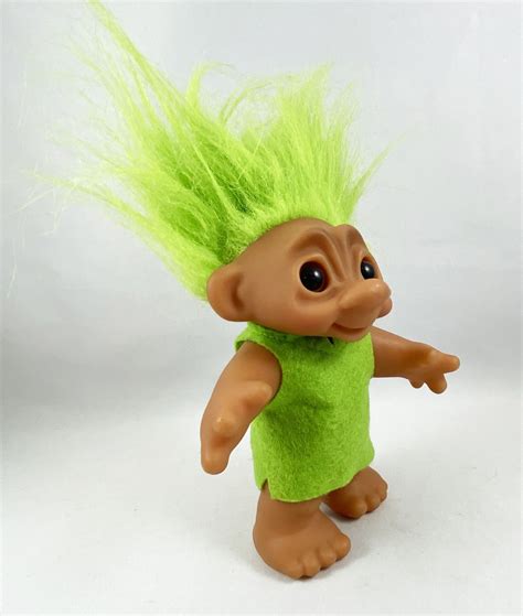 Les Trolls Figurine Plastique 20cm Thomas Dam 1984 Troll Vert Fluo