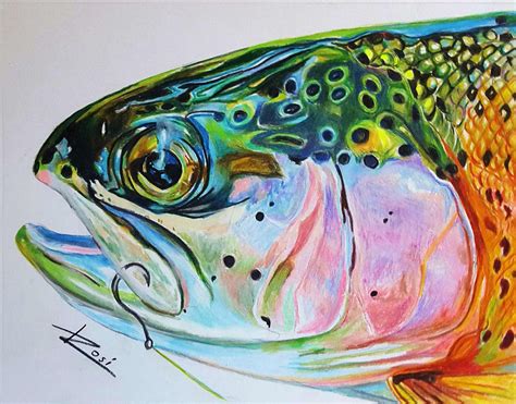 Rainbow Trout” Trout Art Fly Fishing Art Fish Painting