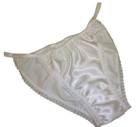 IVORY Shiny SATIN Panties MINI TANGA String Bikini Ivory Lace New Made In France EBay